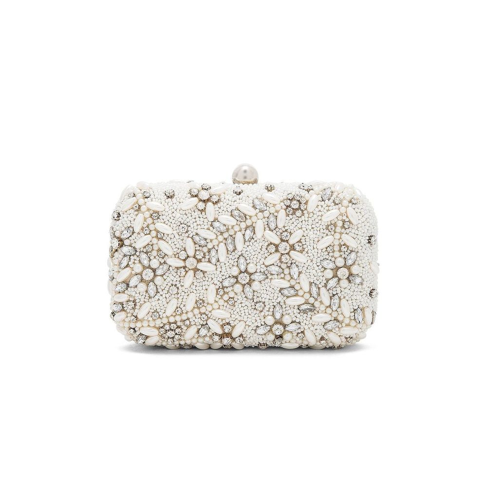 From St Xavier Diamante Vine Box Clutch in Ivory Size all REVOLVE MSRP $120